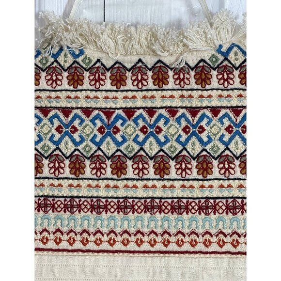 ZARA TRF_OUTERWEAR Faux Quilted Ivory Jacket Medium Ethnic Sherpa Embroidery EUC - Picture 7 of 16